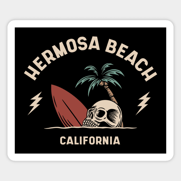 Vintage Surfing Hermosa Beach, Florida Magnet by SLAG_Creative